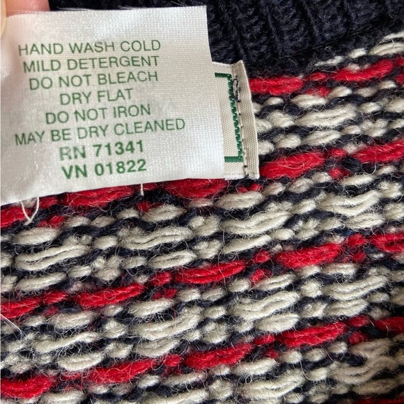 LL Bean Norwegian Wool Cardigan Sweater XL Nordic Fisherman Blue Birdseye VTG - Picture 6 of 8